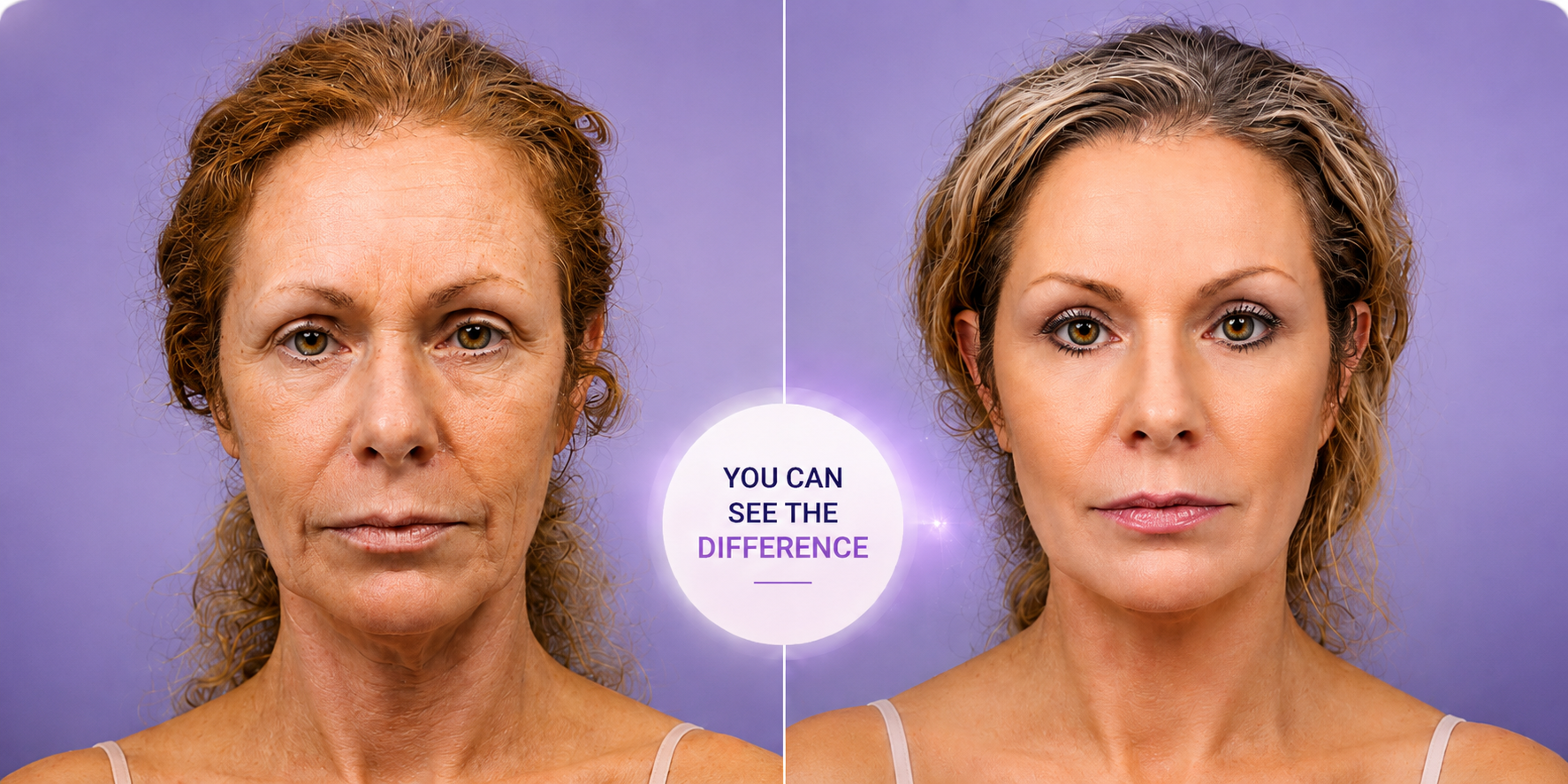 Visible difference in skin appearance — smoother, firmer, more radiant look